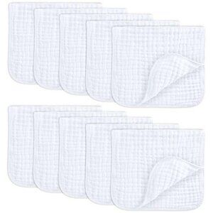 Comfy Cubs Muslin Baby Burp Cloths Pack 10 Large 6 Layer Soft Cotton White
